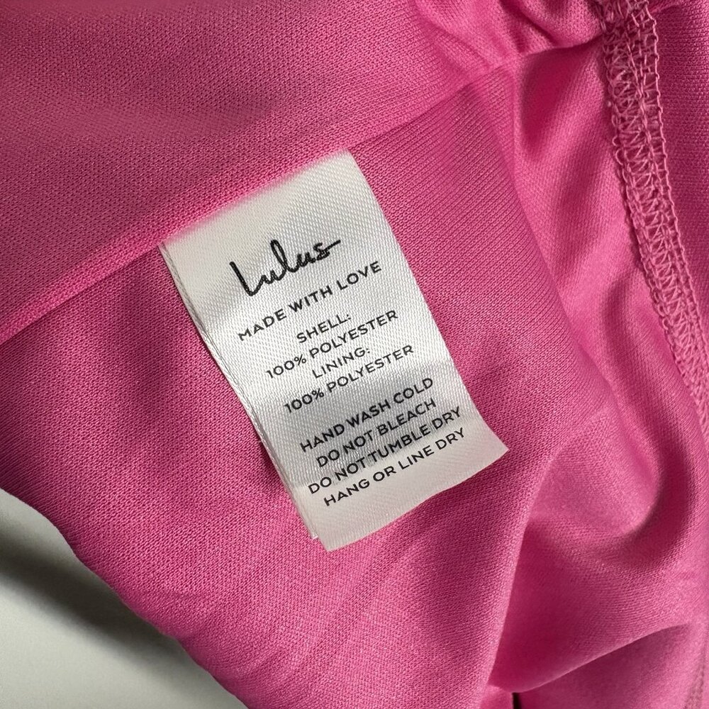 Lulus Women XL Making Magic Bright Pink Fringe Lace-Up Mini Dress NWT - Picture 13 of 14